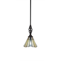 Elegante Mini Pendant With Hang Straight Swivel Shown In Dark Granite Finish With 7 Sequoia Art Glass