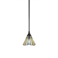 Stem Mini Pendant With Hang Straight Swivel Shown In Black Copper Finish With 7 Sequoia Art Glass