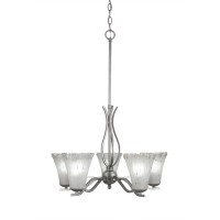 Revo 5 Light Chandelier Shown In Aged Silver Finish With 5.5