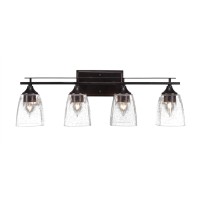 Uptowne 4 Light Bath Bar Shown In Dark Granite Finish With 4.5 Clear Bubble Glass