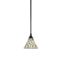 Stem Mini Pendant With Hang Straight Swivel Shown In Black Copper Finish With 7 Sandhill Art Glass