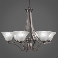 Zilo 6 Light Chandelier Shown In Graphite Finish With 7 Frosted Crystal Glass