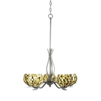 Revo 5 Light Chandelier Shown In Aged Silver Finish With 6