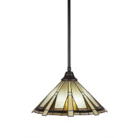 Stem Pendant With Hang Straight Swivel Shown In Dark Granite Finish With 16 Zion Art Glass