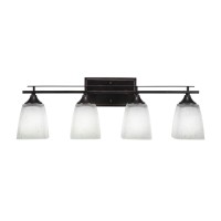 Uptowne 4 Light Bath Bar Shown In Dark Granite Finish With 4.5 White Muslin Glass