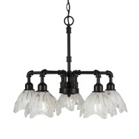 Vintage 5 Light Chandelier Shown In Dark Granite Finish With 7 Italian Ice Glass