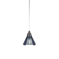 Cord Mini Pendant Shown In Brushed Nickel Finish With 7 Sea Ice Art Glass