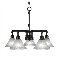 Vintage 5 Light Chandelier Shown In Dark Granite Finish With 7 Frosted Crystal Glass