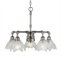 Vintage 5 Light Chandelier Shown In Aged Silver Finish With 7