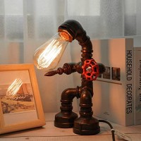 Frideko Steampunk Lamp - Retro Lamp, Industrial Antique Iron Metal Robot Pipe Desk Table Lamp For Room Decor Diy Mens Boys Nerdy Birthday New Year Gifts