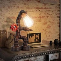 Frideko Steampunk Lamp - Retro Lamp, Industrial Antique Iron Metal Robot Pipe Desk Table Lamp For Room Decor Diy Mens Boys Nerdy Birthday New Year Gifts