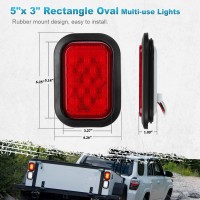 Partsam 4pcs 5x3 RECTANGLE 12 LED RED STOPTURNTAIL LIGHT w Rubber Mount Special Features Sealed Rubber Grommet Mount 12 LEDs 3wire Pigtail Size 528 HEIGHT x 338 WIDTH x 115 DEPTH Red 12 LED5x3 RectangleStopTurnTail Light Great Replacement for incandescent