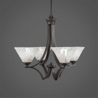 Zilo 4 Light Chandelier Shown In Dark Granite Finish With 7 Italian Ice Glass