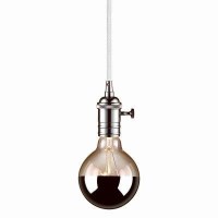 1 Light Plug In Pendant Chrome Finish Rotary Switch On Socket 15 White Cloth Cord Plug In Uses 1 A19 60W Medium Base Bulb Not Included Mounting Hardware Included Adjustable Height Up To 15 Culus Certified