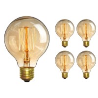 Ctkcom Vintage Edison Bulb(4 Pack)- Antique Incandescent Bulbs Dimmable 40W Equivalent Warm Yellow Lamps, For Loft Coffee Bar Kitchen Home Light Fixtures Squirrel Cage Filament E26/E27 Base G80 110V