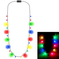 Glowmaker Light Up Christmas Holiday Mini Bulb Necklace . 10 Led With 4 Color Lights. 3 Light Modes. 14 Decorative Plastic Bulbs For A Total Of 24 Mini Bulbs. The Total Length Is 38