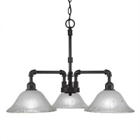 Vintage 3 Light Chandelier Shown In Dark Granite Finish With 10 Frosted Crystal Glass