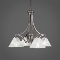 Zilo 4 Light Chandelier Shown In Graphite Finish With 7 Italian Ice Glass