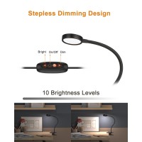 Lepower Clip On Light, Reading Light With 10 Dimmable Brightness Levels And 3 Colors, Flexible Book Reading Lamp For Bed, Desk, Headboard, Perfect For Reading, Working & Studying-No Ac Adapter