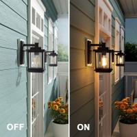 Laluz Rectangle Porch Lights Outdoor, A03156 Farmhouse Weather-Proof Exterior Light Fixture With Clear Glass, Anti-Rust Outdoor Wall Lantern In Matte Black Finish For Front Door, Patio, Yards, Garage