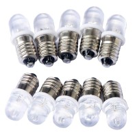 Gutreise 10Pcs E10 Screw Dc12V Warm White Spot Led Bulb Light Lamps +10Pcs E10 Base (Dc12V, Warm White)