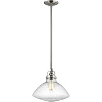 Sea Gull Lighting 6514501-962 Belton One Light Pendant Hanging Modern Light Fixture, Brushed Nickel Finish