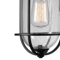 Globe Electric 44094 1Light Outdoor Wall Sconce Black Seeded Glass Shade Light Fixture Outside Lights For House Kitchen E