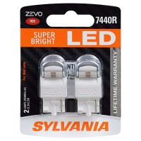 Sylvania - 7440 T20 Zevo Led Red Bulb - Bright Led Bulb, Ideal For Stop And Tail Lights (Contains 2 Bulbs)