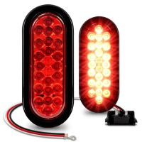 True Mods 2Pc 6 Red Oval Led Trailer Tail Light Kit Dot Fmvss 108 Sae Stip 24 Led Grommet Plug Included Ip67 Waterpr