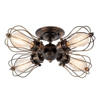 Moonkist Vintage Ceiling Light Industrial Semi-Flush Mount Ceiling Light Metal Fixtures Painted Finish (With 4 Light) (Bronze)