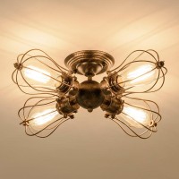 Moonkist Vintage Ceiling Light Industrial Semi-Flush Mount Ceiling Light Metal Fixtures Painted Finish (With 4 Light) (Bronze)