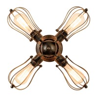 Moonkist Vintage Ceiling Light Industrial Semi-Flush Mount Ceiling Light Metal Fixtures Painted Finish (With 4 Light) (Bronze)