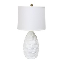 Elegant Designs Lt3215Wht Resin Table Lamp With Fabric Shade White