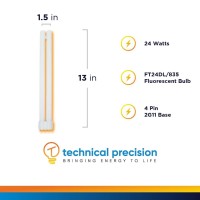 Technical Precision 24W Twin Tube T5 Bulb Type Pl Lamp Compact Fluorescent Tubes Replacement For Ottlite Olt-24W Light Bulb 4-Pin 2G11-3500K Neutral White - 1 Pack