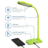 Green Desk Lamps For Home Office - Super Bright Small Desk Lamp With Usb Charging Port, A Perfect Led Desk Light As Study Lamp, Bedside Reading Lights