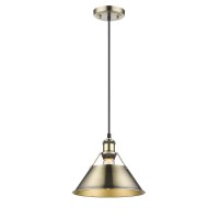 Golden Lighting 3306-M Pw-Blk Orwell Pendant, Pewter With Black Shade