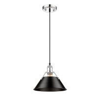 Golden Lighting 3306-M Pw-Blk Orwell Pendant, Pewter With Black Shade