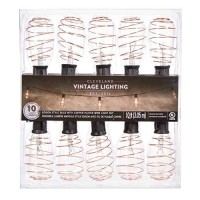 Cleveland Vintage Lighting String Lights With 10 Copper Plated Edison Bulbs, 10 Feet