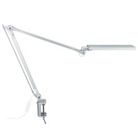 Phive Architect Lampled Task Lamp With Clamp, Metal Swing Arm Desk Lamp (Eye-Care Technology, Dimmable, 6-Level Dimmer 4 Lighting Modes With Touch Control, Memory Function, Office Light) Silver