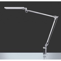 Phive Architect Lampled Task Lamp With Clamp, Metal Swing Arm Desk Lamp (Eye-Care Technology, Dimmable, 6-Level Dimmer 4 Lighting Modes With Touch Control, Memory Function, Office Light) Silver