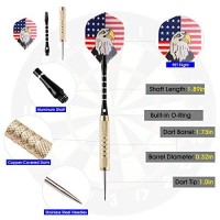 Uzopi 15 Packs Steel Tip Darts 18 Grams With Dart Sharpener And 3 Extra Flights, Aluminum Shafts & Brass Barrels, Levels In Every Rec Room, Man Cave, Bar And Game Room