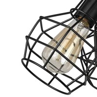 Laluz Farmhouse Semi Flush Mount Ceiling Light Fixture, 3-Light Oil Black Pull String Industrial Cage Ceiling Light Fixture For Bedroom, Hallway, Kitchen, Dining & Living Room, Foyer And Bathroom