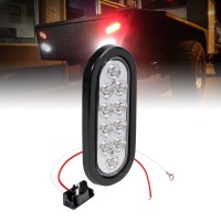 6 White Oval Led Reverse Trailer Tail Light Dot Fmvss 108 Sae 2 R Grommet Plug Included Ip67 Waterproof Back Up Signal