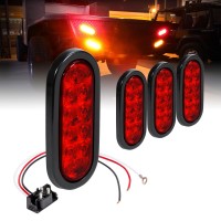 True Mods 4Pc 6 Red Oval Led Trailer Tail Light Kit Dot Fmvss 108 Sae S2Tsi6P2 Grommet Plug Included Ip67 Waterproof