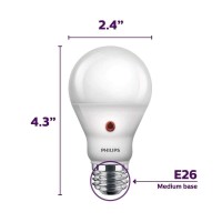 Philips Led Dusk-To-Dawn Outdoor A19 Light Bulb, Flicker-Free, 800 Lumen, Soft White Light (2700K), 8W=60W, E26 Base, 3-Pack