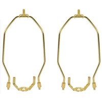 Dysmio Lighting 6 Inch Heavy Duty Lamp Harp Fitter For Lamp Shades Polished Brass Finish Pack Of 2