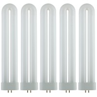 Sunlite 40485-Su T6 Fluorescent U-Shaped Light Bulb, 18 Watts, Uv Light, 365Nm Color Wavelength, Gx10Q 4-Pin Base, Plug-In, 5,000 Hour Life Span, Clubs, Restaurants, Party Lights, Blacklight, 5 Count