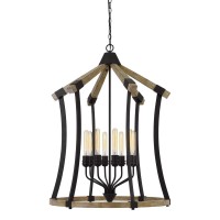 Dali 60W X 8 Metalpine Wood Chandelier Edison Bulbs Not Included