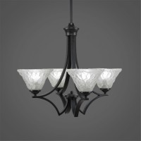 Zilo 4 Light Chandelier Shown In Matte Black Finish With 7