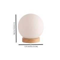 Iris Glass Ball Table Lamp With 6 Watt 550 Lumen 2700K Led Bulb Included- Bedside Lamp - Nightstand Lamp - Small Lamp Natural Wooden Base With Round Glass Shade